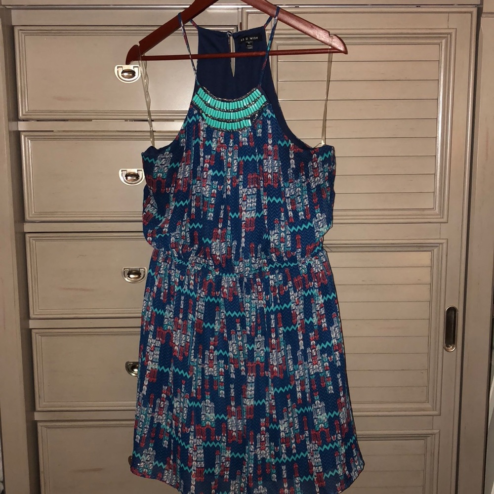 Tribal print halter top dress